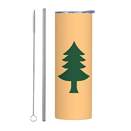 LIICHEES Flag of Maine (1901–1909) Stainless Steel Vacuum Insulated Tumbler 20oz Coffee Cups Travel Mug Water Cup with Metal Straw Cleaning Brush