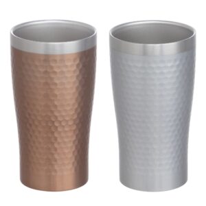 maebata 29827 vacuum insulated tumbler, pair set, bronze & silver, 11.8 fl oz (340 ml), thermo stainless steel, 2 pieces, heat retention, cold retention, condensation prevention, gift, gift set