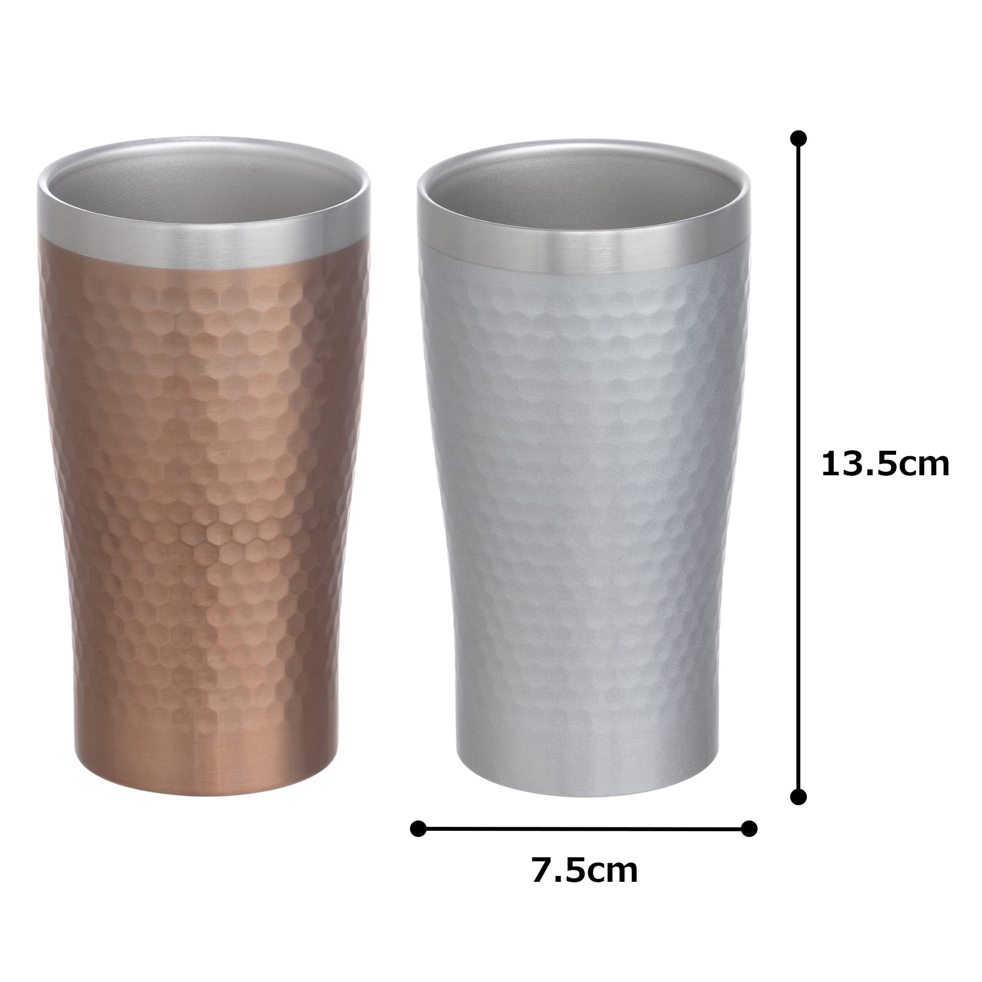 Maebata 29827 Vacuum Insulated Tumbler, Pair Set, Bronze & Silver, 11.8 fl oz (340 ml), Thermo Stainless Steel, 2 Pieces, Heat Retention, Cold Retention, Condensation Prevention, Gift, Gift Set