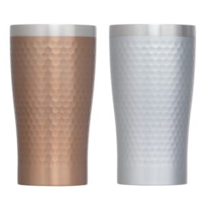 Maebata 29827 Vacuum Insulated Tumbler, Pair Set, Bronze & Silver, 11.8 fl oz (340 ml), Thermo Stainless Steel, 2 Pieces, Heat Retention, Cold Retention, Condensation Prevention, Gift, Gift Set