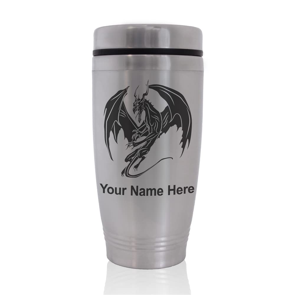 SkunkWerkz Commuter Travel Mug, Dragon, Personalized Engraving Included