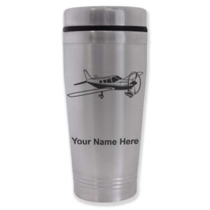 lasergram 16oz commuter mug, low wing airplane, personalized engraving included