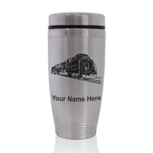 skunkwerkz commuter travel mug, freight train, personalized engraving included