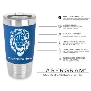 LaserGram 20oz Vacuum Insulated Tumbler Mug, High Wing Airplane, Personalized Engraving Included (Silicone Grip, Dark Blue)