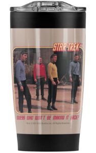 logovision star trek red shirt blues stainless steel tumbler 20 oz coffee travel mug/cup, vacuum insulated & double wall with leakproof sliding lid | great for hot drinks and cold beverages