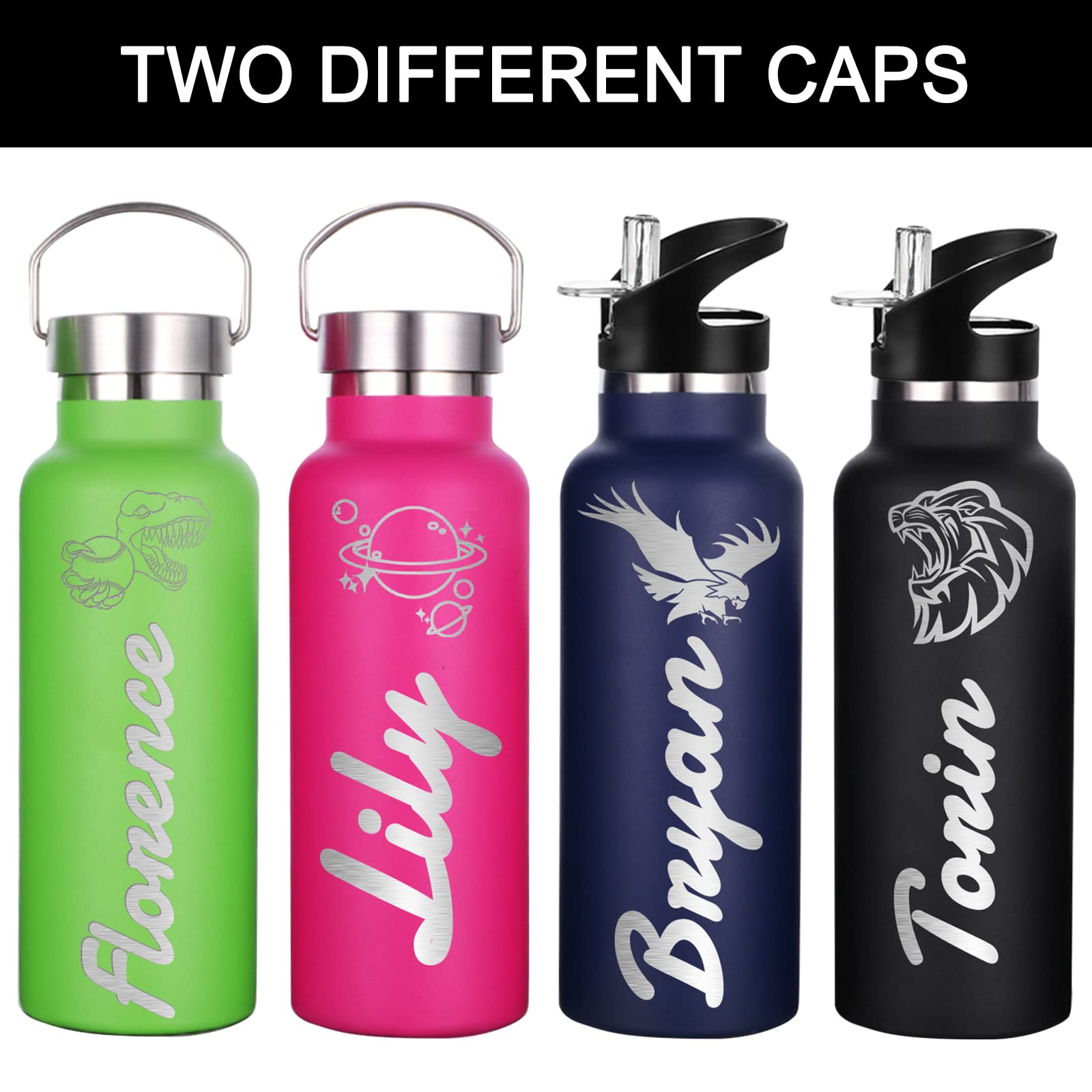 SRdrew Personalized Water Bottles, Custom Insulated Water Bottle with Name Logo Text Engraved for Men Women Boys Girls- 26oz/12oz(350ML/750ML)