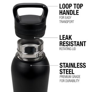 Black Adam OFFICIAL Character Bolt Black 24 oz Insulated Canteen Water Bottle, Leak Resistant, Vacuum Insulated Stainless Steel with Loop Cap