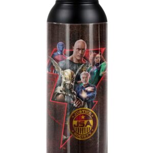 Black Adam OFFICIAL Character Bolt Black 24 oz Insulated Canteen Water Bottle, Leak Resistant, Vacuum Insulated Stainless Steel with Loop Cap