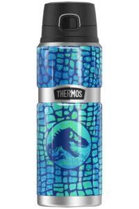jurassic world neon blue scales thermos stainless king stainless steel drink bottle, vacuum insulated & double wall, 24oz