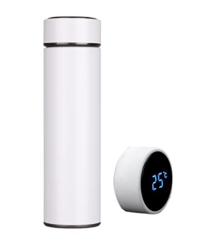 VENCO Stylish Smart Vacuum Flask Thermos Water Bottle – Digital Temperature Control Stainless Steel Water Bottles with LED Touch Screen – 500ml Leak-Proof– Keep Hot or Cold – Blue