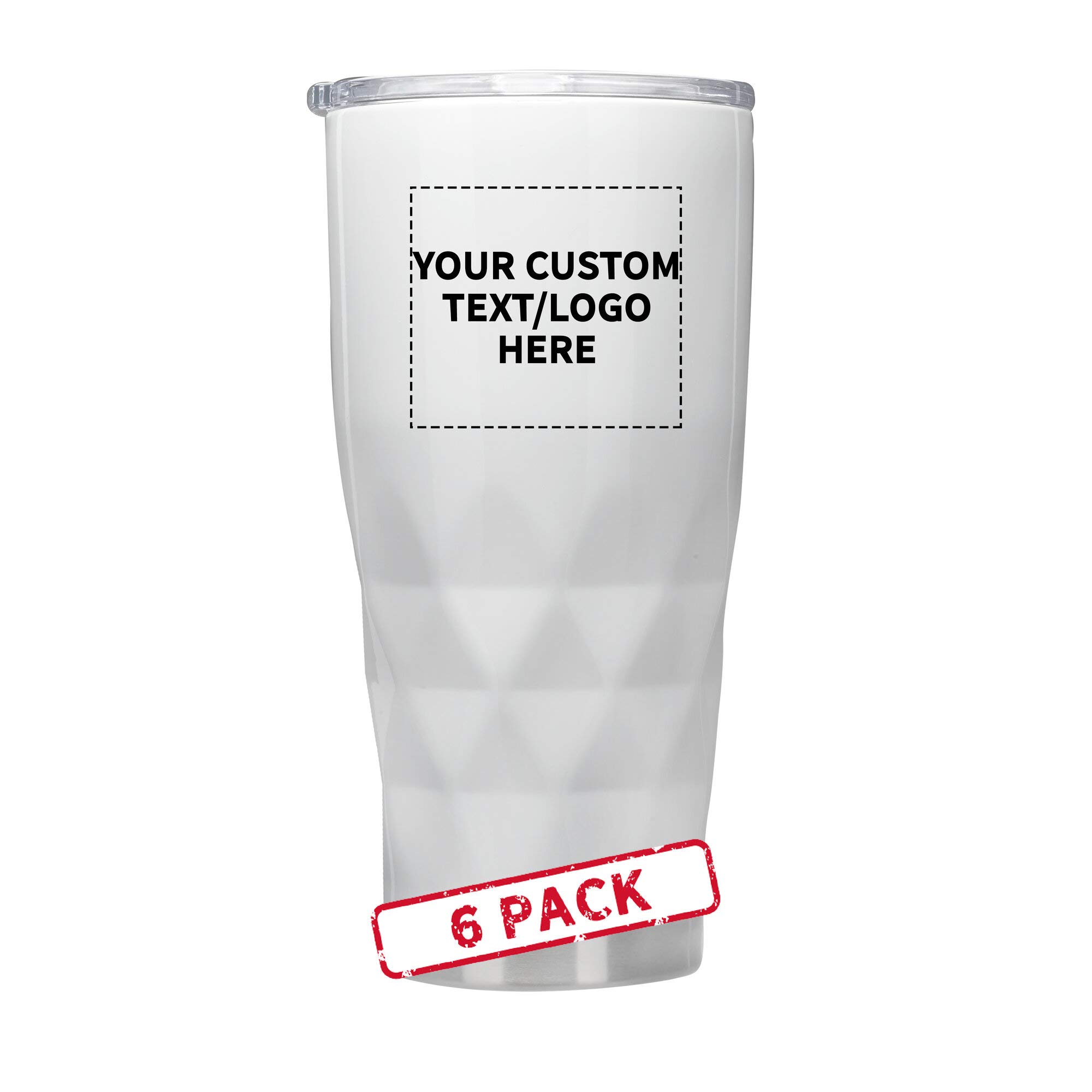 Personalized 20 oz. Quantum Stainless Steel Travel Mugs - 6 pack Custom Text, Logo - White