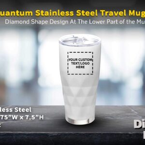 Personalized 20 oz. Quantum Stainless Steel Travel Mugs - 6 pack Custom Text, Logo - White