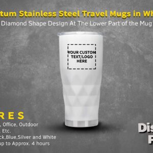 Personalized 20 oz. Quantum Stainless Steel Travel Mugs - 6 pack Custom Text, Logo - White