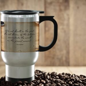 TJ Originals Buddha Quotes Do Not Dwell In The Past Gifts for Her - Vintage Manuscript Graduation Drinkware- 14oz Travel Mug Steel - Best Divorce Gifts Office BFF Gifts for Women Friends