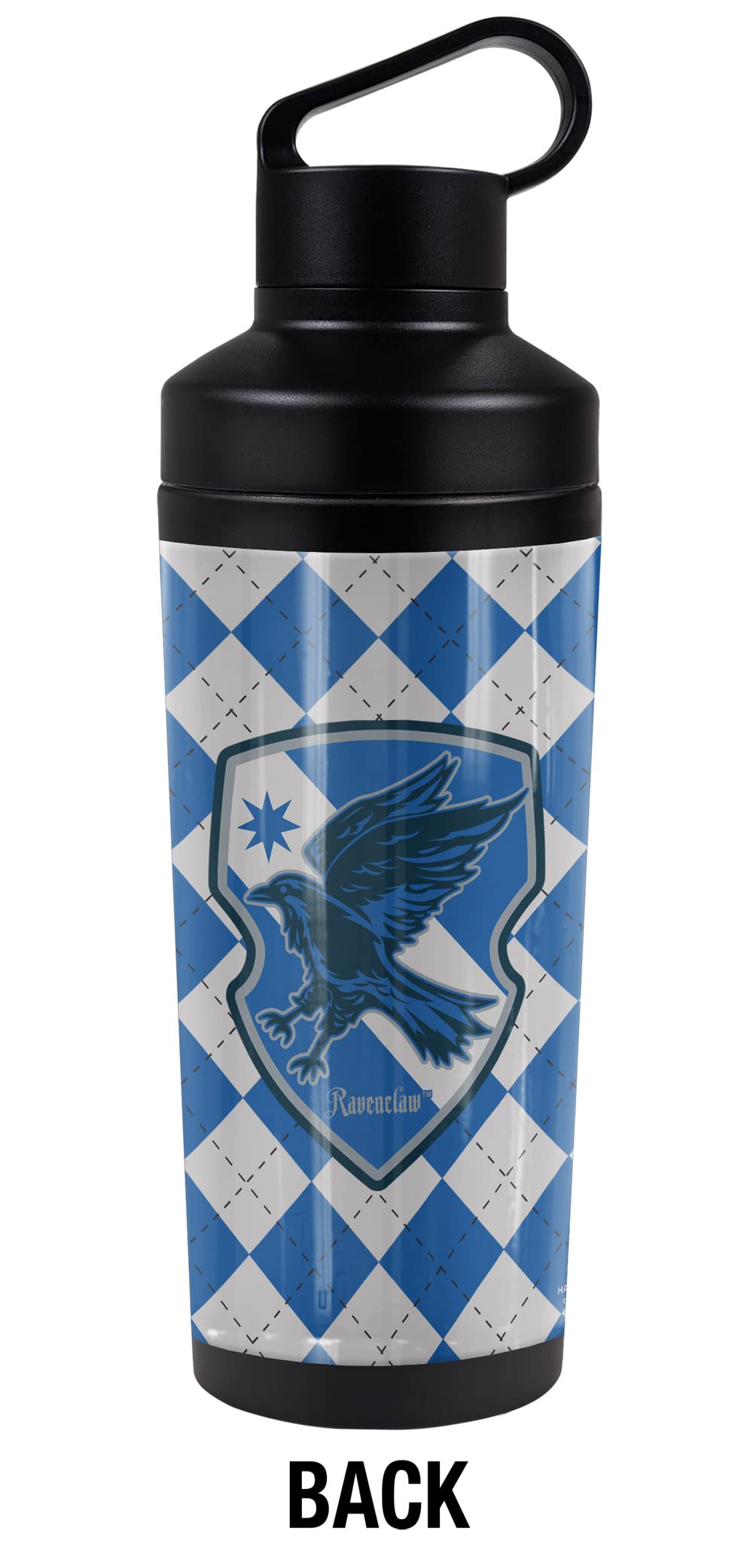 Harry Potter OFFICIAL Ravenclaw Plaid Sigil 18 oz Insulated Water Bottle, Leak Resistant, Vacuum Insulated Stainless Steel with 2-in-1 Loop Cap