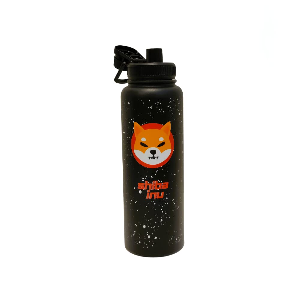 Shiba Inu Insulated Water Bottle, 40 oz, Double Wall Vacuum Seal Stainless Steel, Space Moon Design