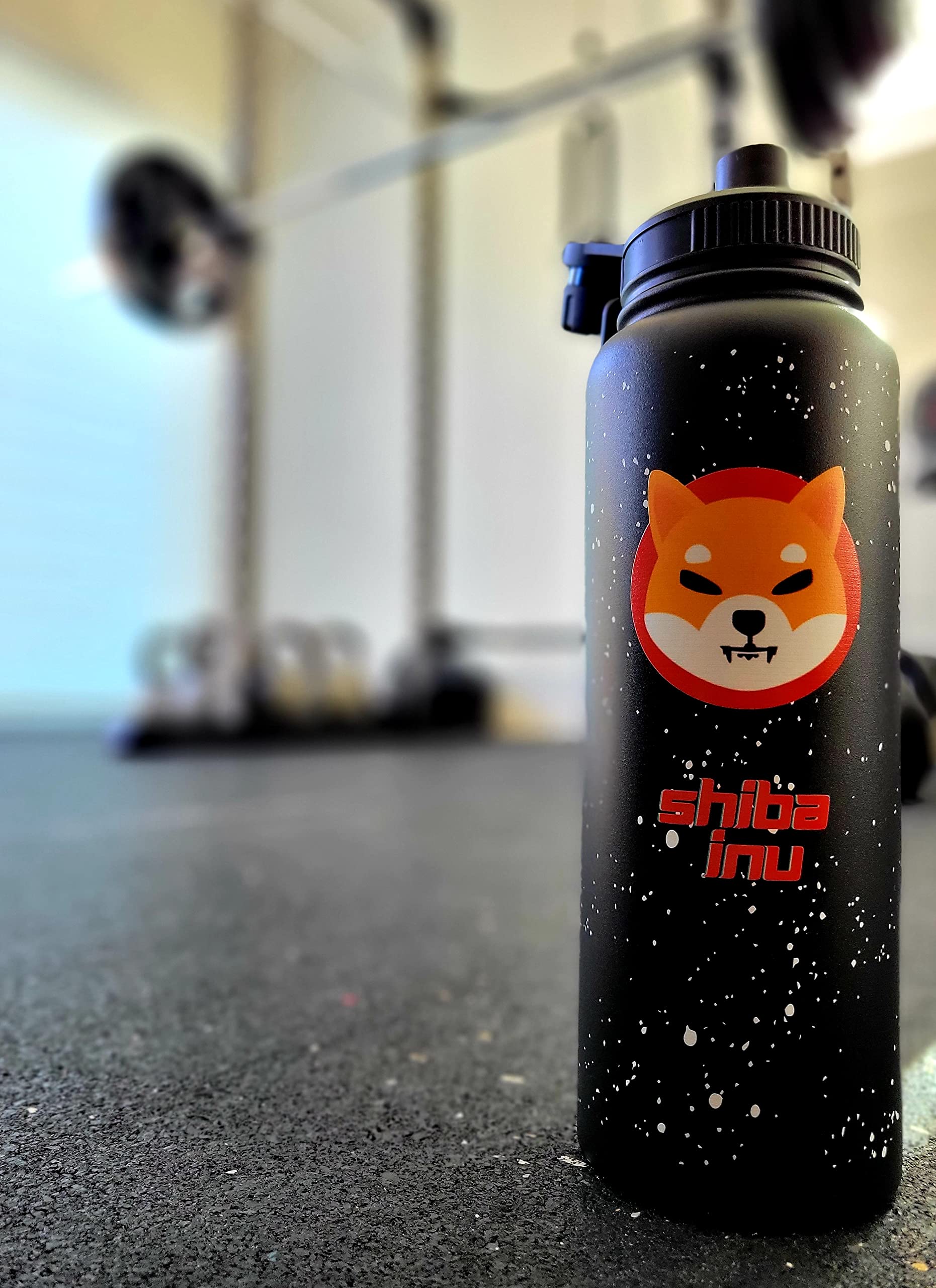 Shiba Inu Insulated Water Bottle, 40 oz, Double Wall Vacuum Seal Stainless Steel, Space Moon Design