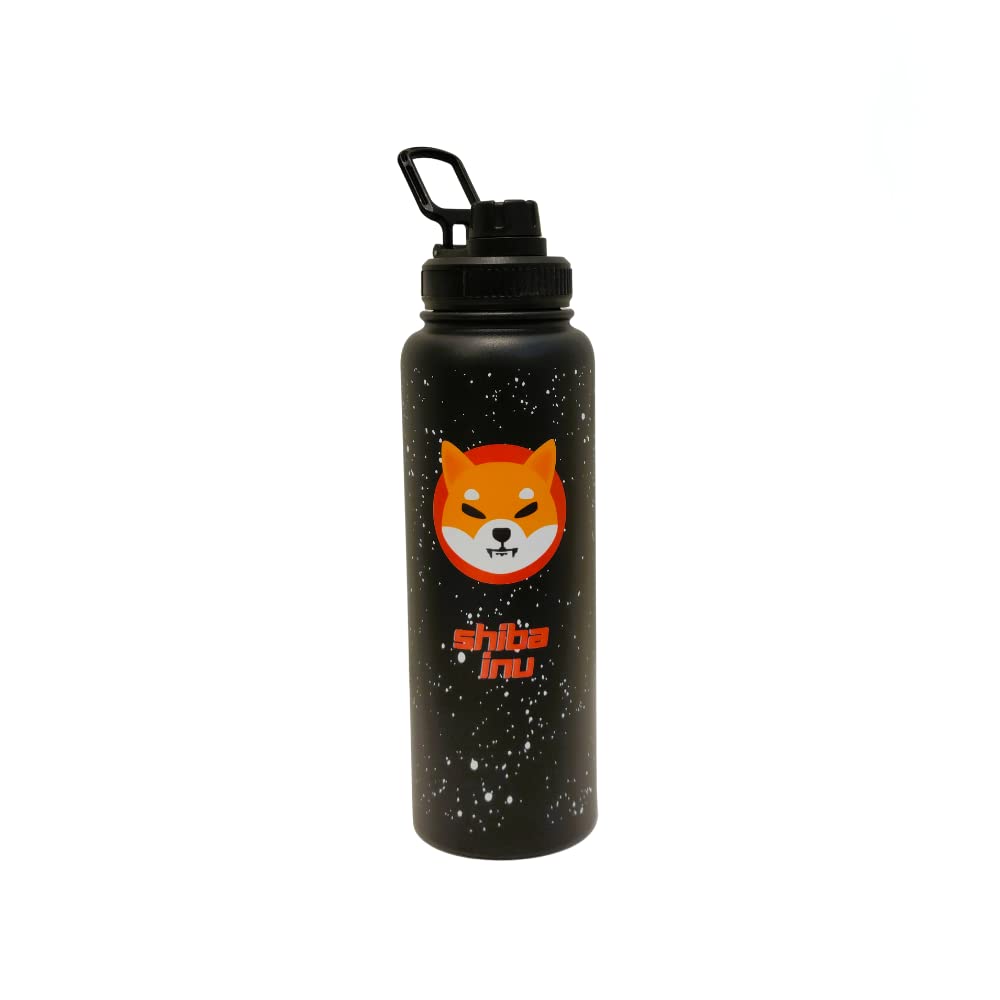 Shiba Inu Insulated Water Bottle, 40 oz, Double Wall Vacuum Seal Stainless Steel, Space Moon Design