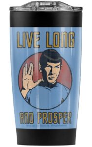 logovision star trek live long and prosper stainless steel tumbler 20 oz coffee travel mug/cup, vacuum insulated & double wall with leakproof sliding lid | great for hot drinks and cold beverages