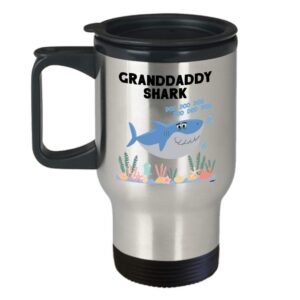 Whizk Granddaddy Shark Travel Mug Funny Gifts - Dear Grandpa Grandfather Fathers Day Christmas Birthday Love Cute Family Men 14 Oz Stainless Steel Insulated Tumbler TSK0039