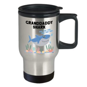 Whizk Granddaddy Shark Travel Mug Funny Gifts - Dear Grandpa Grandfather Fathers Day Christmas Birthday Love Cute Family Men 14 Oz Stainless Steel Insulated Tumbler TSK0039