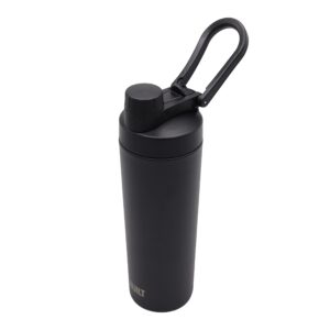 built 24 ounces wide mouth dualid double wall vacuum insulated stainless steel bottle with straw lid and chug lid, black