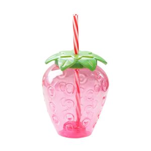 nuzyz 500ml/ 17oz strawberry straw cup, bpa free water bottle cartoon food grade pp cup for home bottle with straw