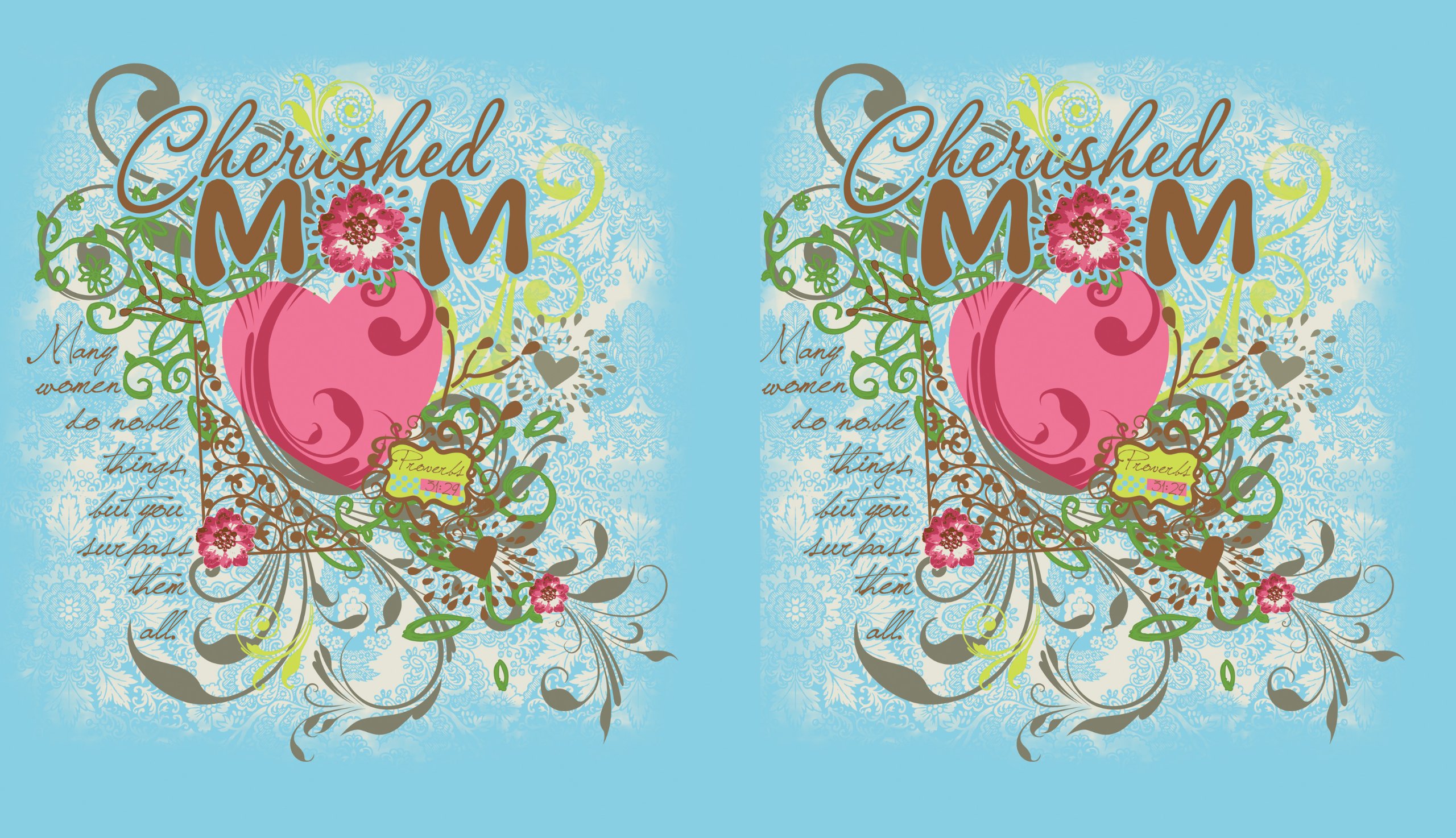 Tree-Free Greetings Cherished Mom: Proverbs 31:29 Artful Traveler Double-Walled Cool Cup with Reusable Straw, 16-Ounce