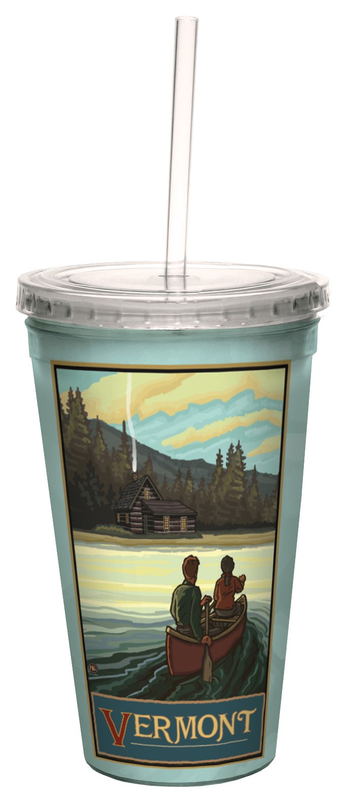 Tree-Free Greetings cc33288 Scenic Vermont Canoeing by Paul A. Lanquist Artful Traveler Double-Walled Cool Cup with Reusable Straw, 16-Ounce