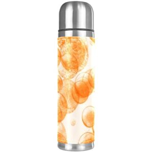 stainless steel leather vacuum insulated mug bubbles thermos water bottle for hot and cold drinks kids adults 16 oz