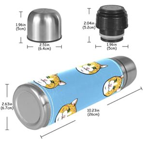 Stainless Steel Leather Vacuum Insulated Mug Cat Thermos Water Bottle for Hot and Cold Drinks Kids Adults 16 Oz