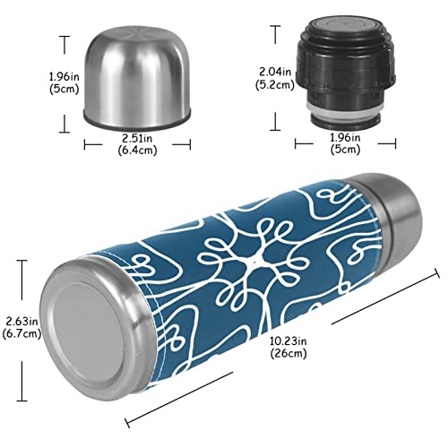 Stainless Steel Leather Vacuum Insulated Mug Vintage Flower Texture Thermos Water Bottle for Hot and Cold Drinks Kids Adults 16 Oz