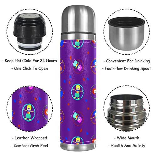 Stainless Steel Leather Vacuum Insulated Mug Game Thermos Water Bottle for Hot and Cold Drinks Kids Adults 16 Oz