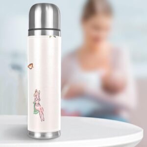 Stainless Steel Leather Vacuum Insulated Mug Beach Girl Thermos Water Bottle for Hot and Cold Drinks Kids Adults 16 Oz