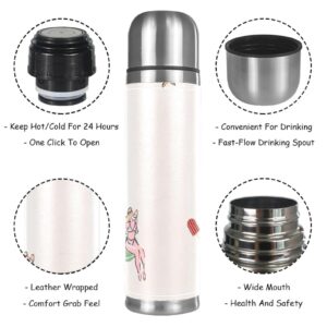 Stainless Steel Leather Vacuum Insulated Mug Beach Girl Thermos Water Bottle for Hot and Cold Drinks Kids Adults 16 Oz