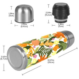 Stainless Steel Leather Vacuum Insulated Mug Flower Thermos Water Bottle for Hot and Cold Drinks Kids Adults 16 Oz