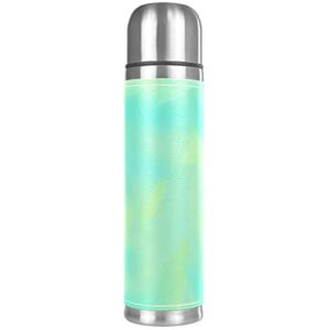 stainless steel leather vacuum insulated mug psychedelic thermos water bottle for hot and cold drinks kids adults 16 oz