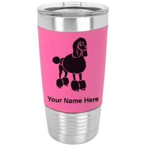 lasergram 20oz vacuum insulated tumbler mug, french poodle dog, personalized engraving included (silicone grip, pink)