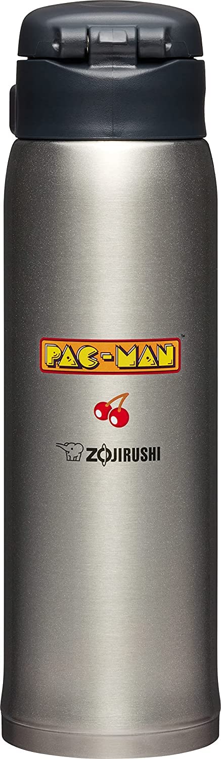 [Zojirushi x Pac-man] Limited Edition SM-SHE48PA BA&XA Stainless Steel Mug, 2 Count Bundle (Pack of 2), PAC-MAN Black&Stainless 16oz (Bundle 2-pack: Black & Silver)
