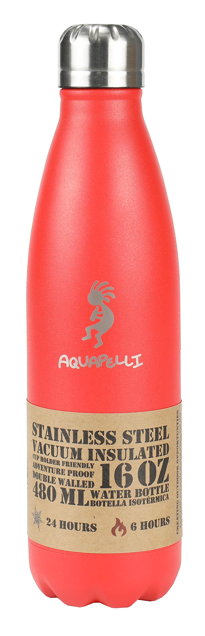 Aquapelli Vacuum Insulated Sport Bottle, 16 ounces, Pompeian Red