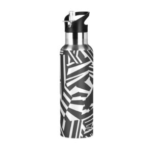 dazzle camouflage water bottle with straw lid double wall thermos bottle vacuum insulated flask stainless steel water bottle for gym outdoor 35 oz