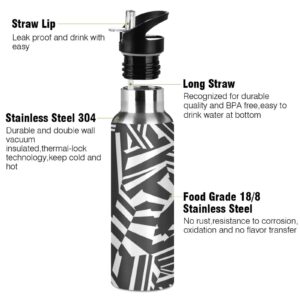 Dazzle Camouflage Water Bottle with Straw Lid Double Wall Thermos Bottle Vacuum Insulated Flask Stainless Steel Water Bottle for Gym Outdoor 35 OZ