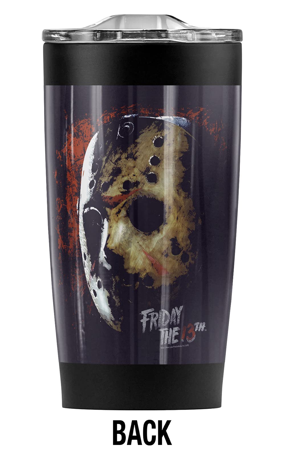 Logovision Friday the 13th Mask Of Death Stainless Steel Tumbler 20 oz Coffee Travel Mug/Cup, Vacuum Insulated & Double Wall with Leakproof Sliding Lid | Great for Hot Drinks and Cold Beverages