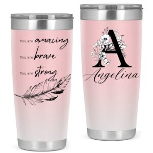 you are amazing strong and brave gifts for women, personalized frienshipship gifts women, inspirational gifts for sister friend coworker daughter, 20 oz insulated stainless steel
