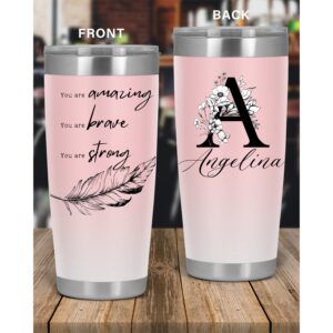 You Are Amazing Strong and Brave Gifts for Women, Personalized Frienshipship Gifts Women, Inspirational Gifts for Sister Friend Coworker Daughter, 20 oz Insulated Stainless Steel