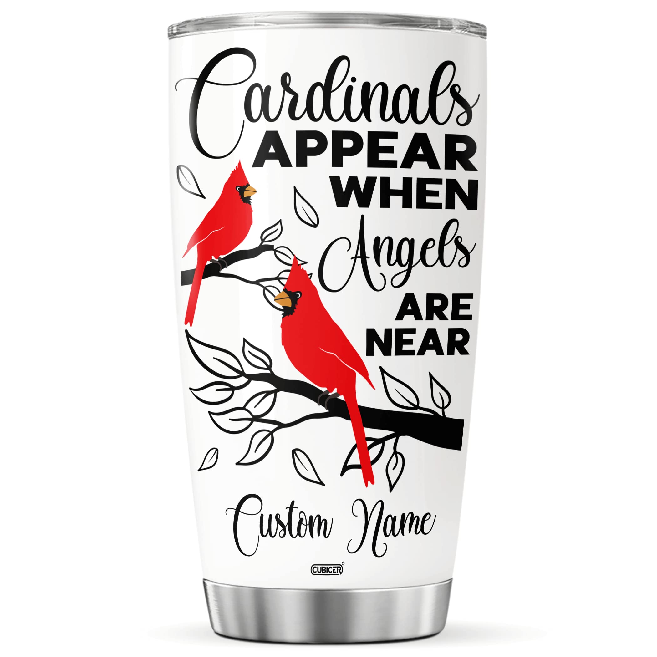 CUBICER Personalized Insulated Coffee Tumblers Hot Cold Drinks Religious Travel Cup With Lid Birthday Gifts For Adults Women Christian Cardinal Stainless Steel Double Wall Tumbler