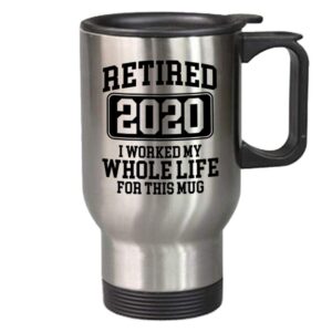exxtra gifts retirement gift for women and men - retired 2020 14 oz travel mug - funny novelty commuter and gag present - perfect for co-worker or colleague