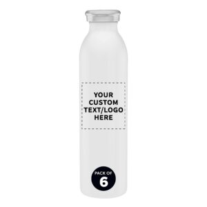 discount promos custom posh stainless steel water bottles 20 oz. set of 6, personalized bulk pack - double wall, perfect for coffee, soda, other hot & cold beverages - white