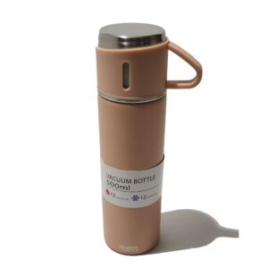 BT53 Stainless Steel 500 ML Vacuum Flask/Bottle/Thermos for Hot and Cold Drinks with Three Cups (Pink)