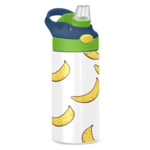 xigua banana pattern kids water bottle,vacuum insulated bottles with straw lid,leakproof stainless steel thermos bottles for girls and boys
